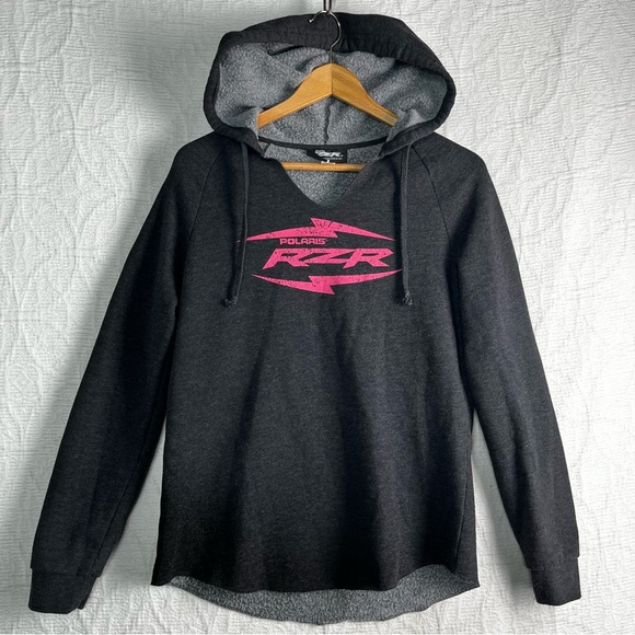 Polaris Womens Small S RZR Lightweight Hoodie Grey Fleece Pullover Hooded Jacket - Picture 1 of 16